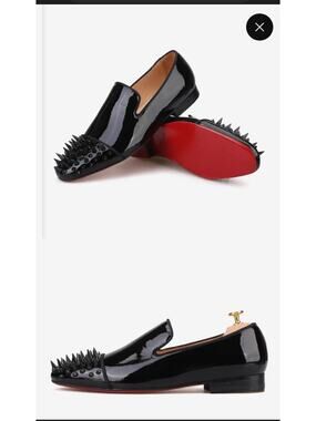 Men’s Piergitar Patent Loafers Black Leather Spikes Goth Punk Studded New 10